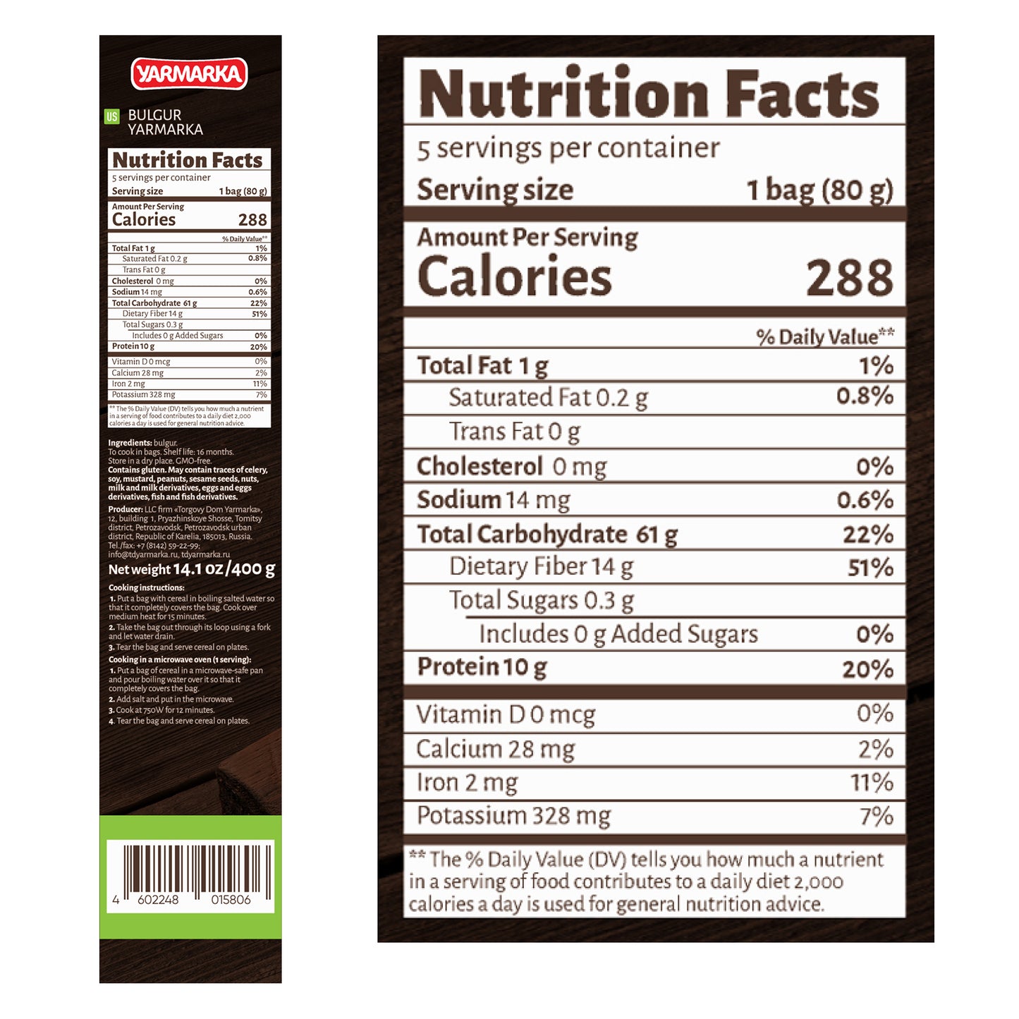 Yarmarka Boil-in-Bag Wheat Bulgur Fine 5x80Gr (14.1 Oz)