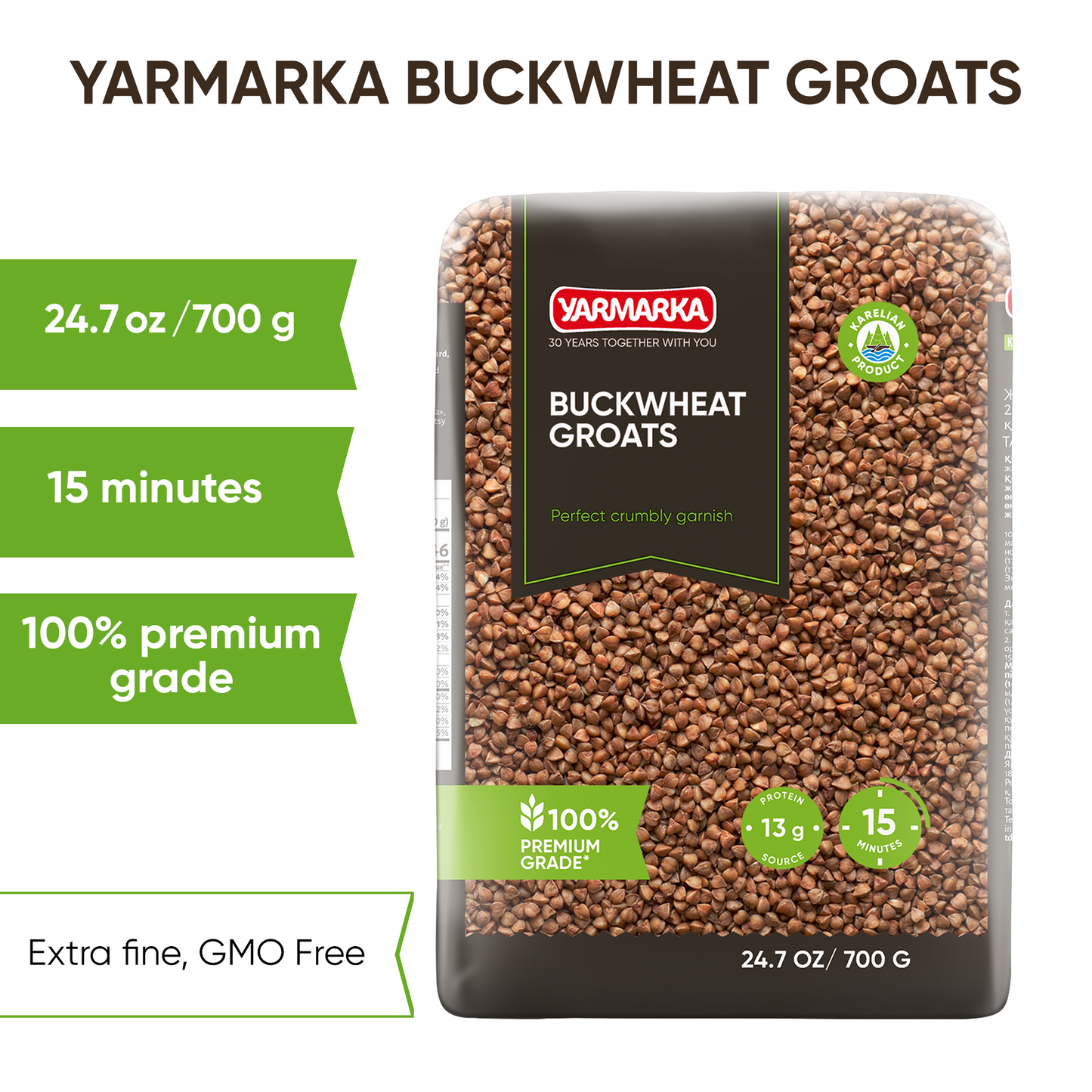 Yarmarka Farm Rosted Buckwheat Groats 24.7 oz - Pack of 6
