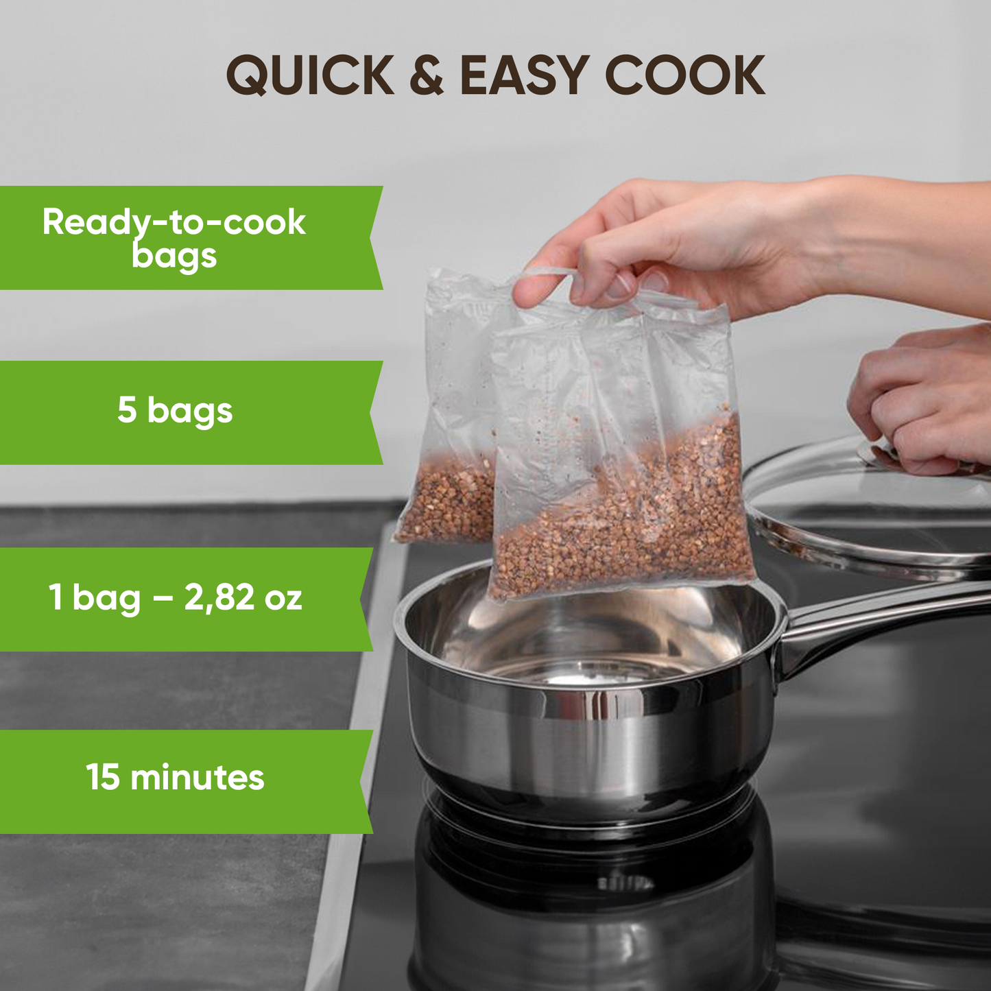 Yarmarka Boil-in-Bag Buckwheat Groats – 5 x 80g (14.1 oz)