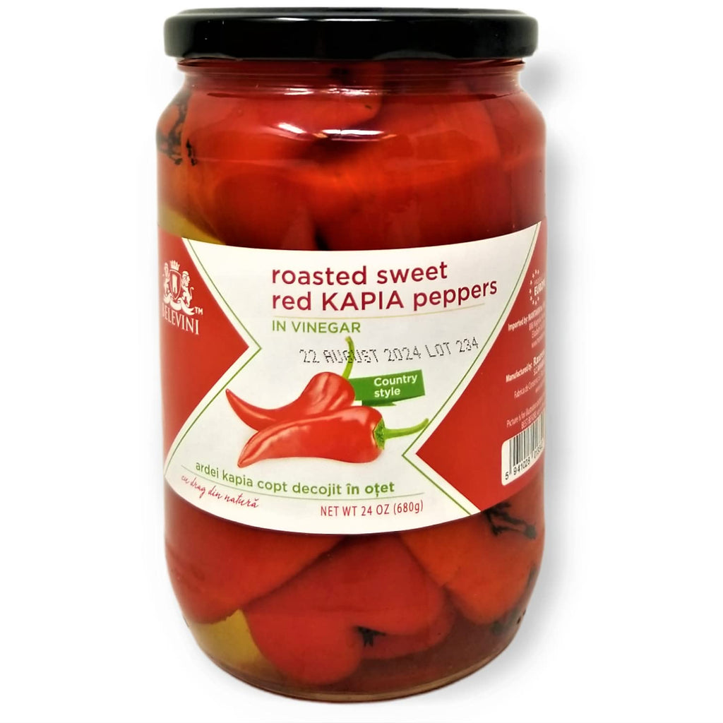 Belevini Roasted Sweet Red Kapia Peppers in Vinegar 24oz (680g)