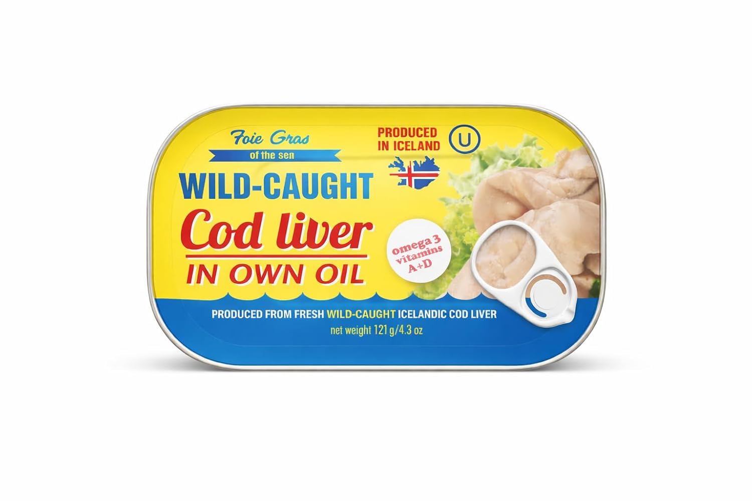 Foie Gras of the Sea Icelandic Wild Caught Cod Liver - Canned in Own Oil, 4.3 oz