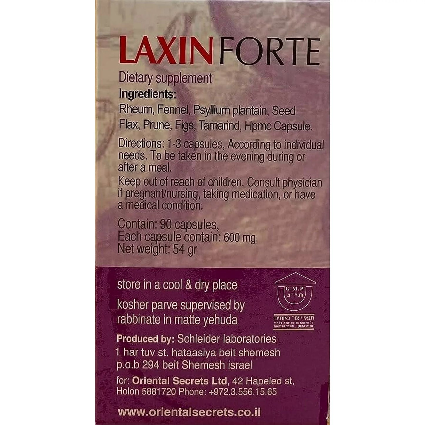Sodot Hamizrach Kosher Laxin Forte - 90 Capsules