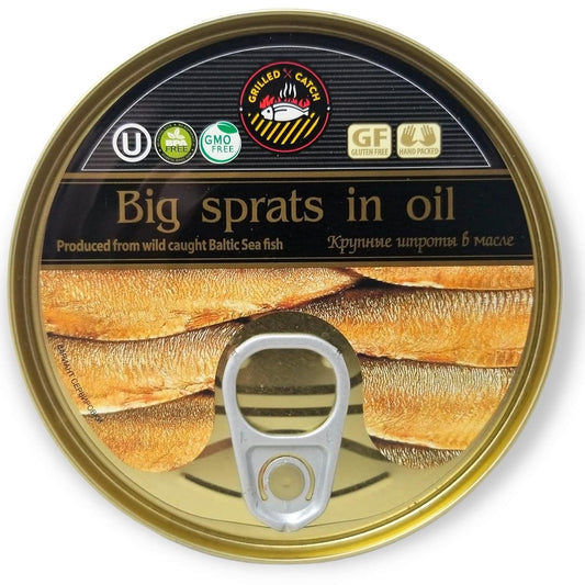Brivais Vilnis Big  Riga Smoked Sprats in Oil 8.45 oz