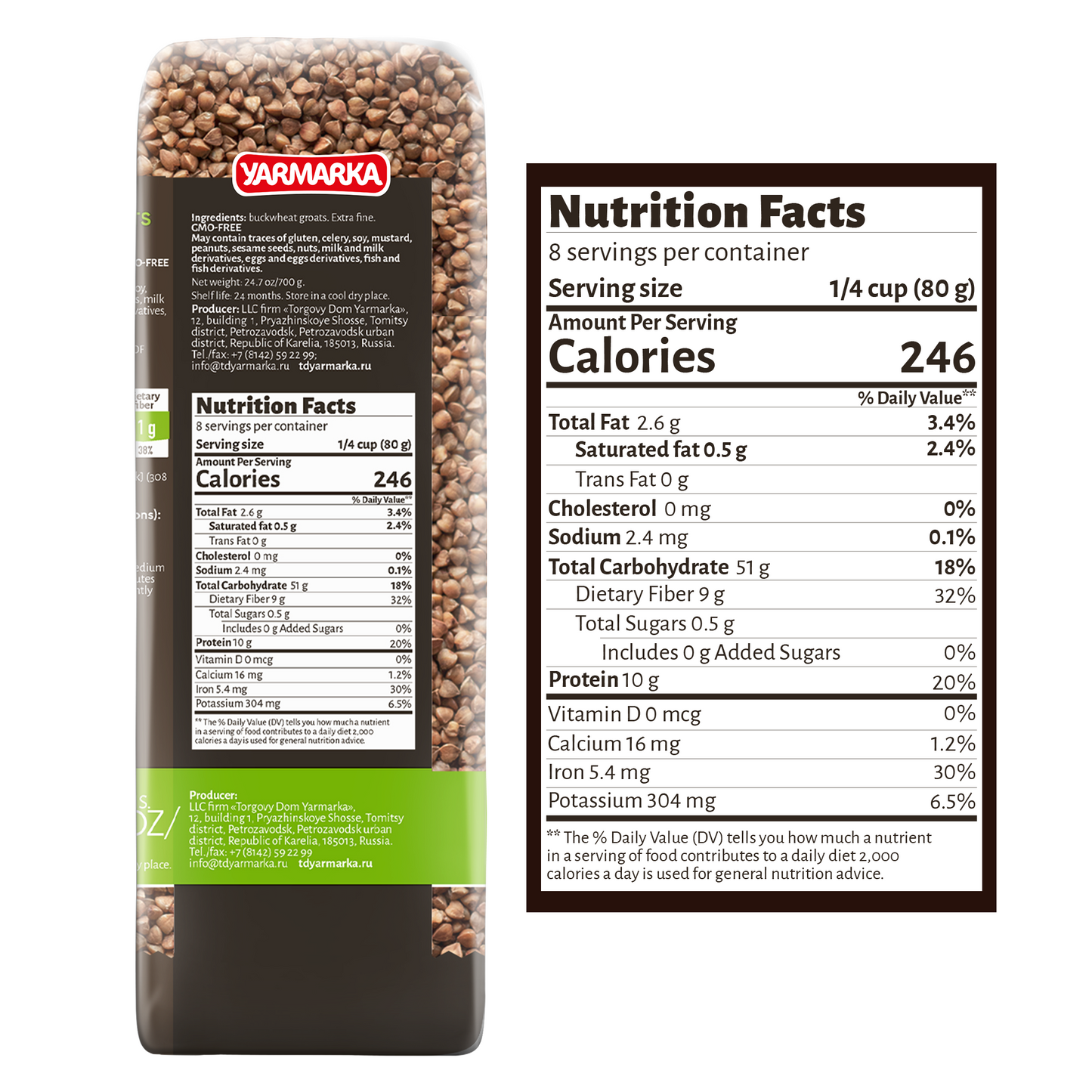 Yarmarka Farm Rosted Buckwheat Groats 24.7 oz - Pack of 6