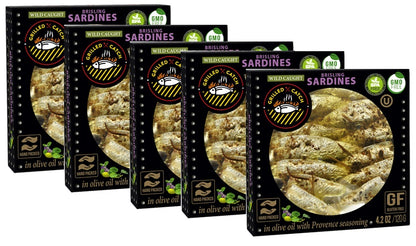 Grilled Catch Wild Caught Brisling Sardines in olive oil with Provence Seasoning, 4.2 Ounce