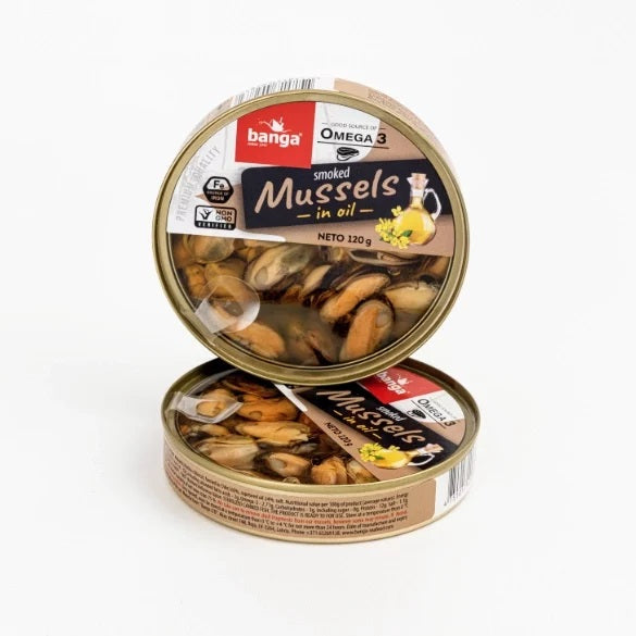 Banga Smoked mussels in oil 4.23 oz (120g)